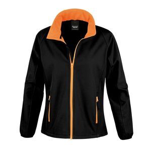 Result Core Womens/Ladies Soft Shell Jacket / Black/Orange